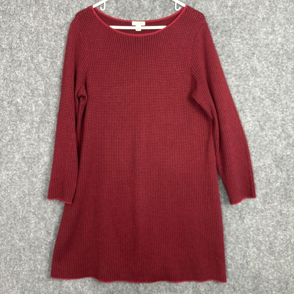 J.Jill Dress Womens Size M Red Black Houndstooth Academia Workwear